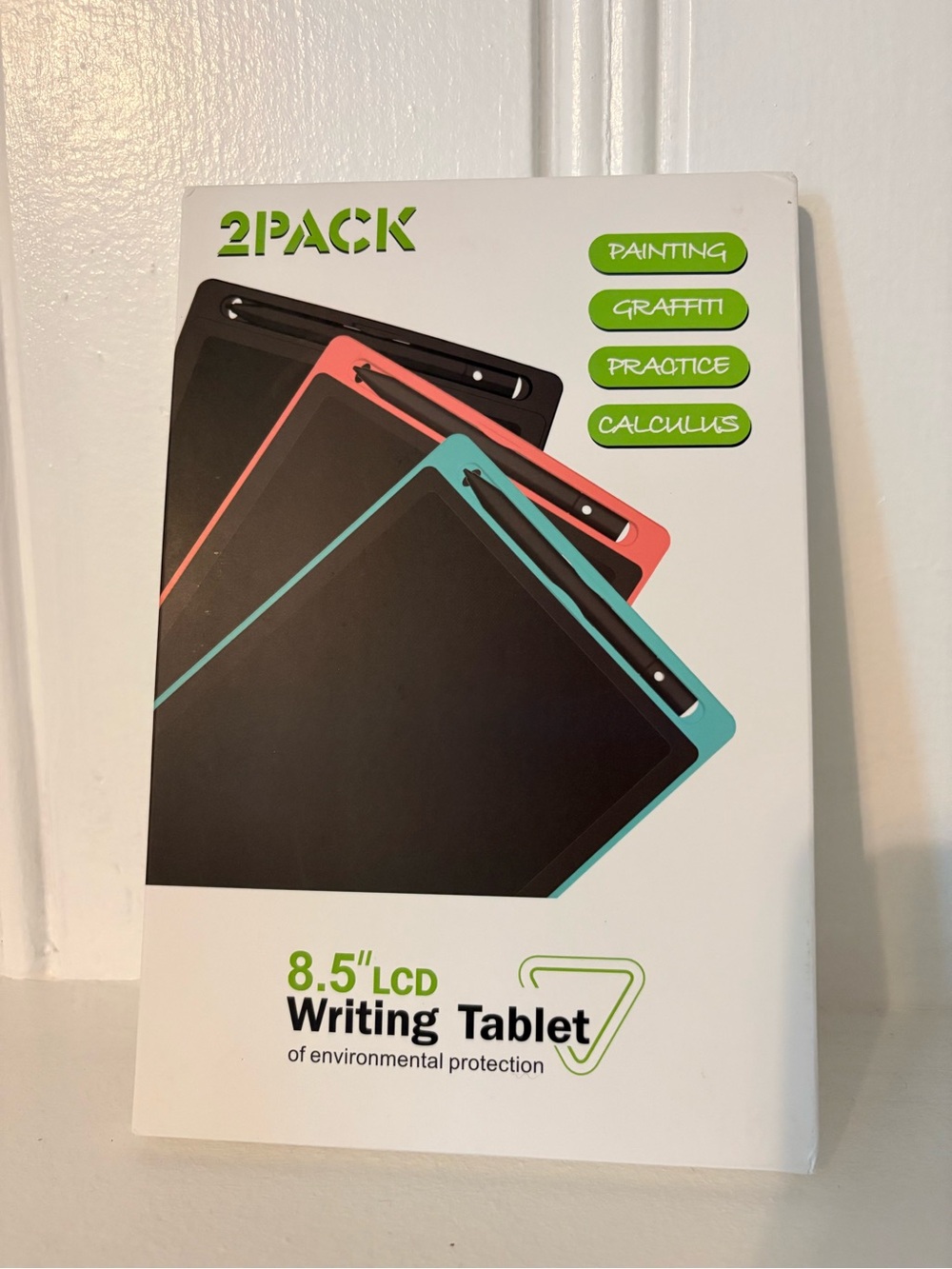 2-Pack 8.5" LCD Writing Tablets - Black with Pink & Teal Trim